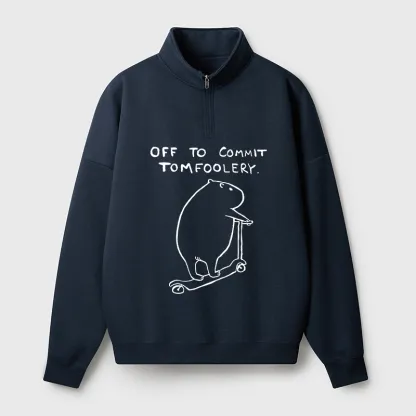 Tokyo-Tiger Capybara Is Ready To Do Something Bad Half Zip Fleece Sweatshirt