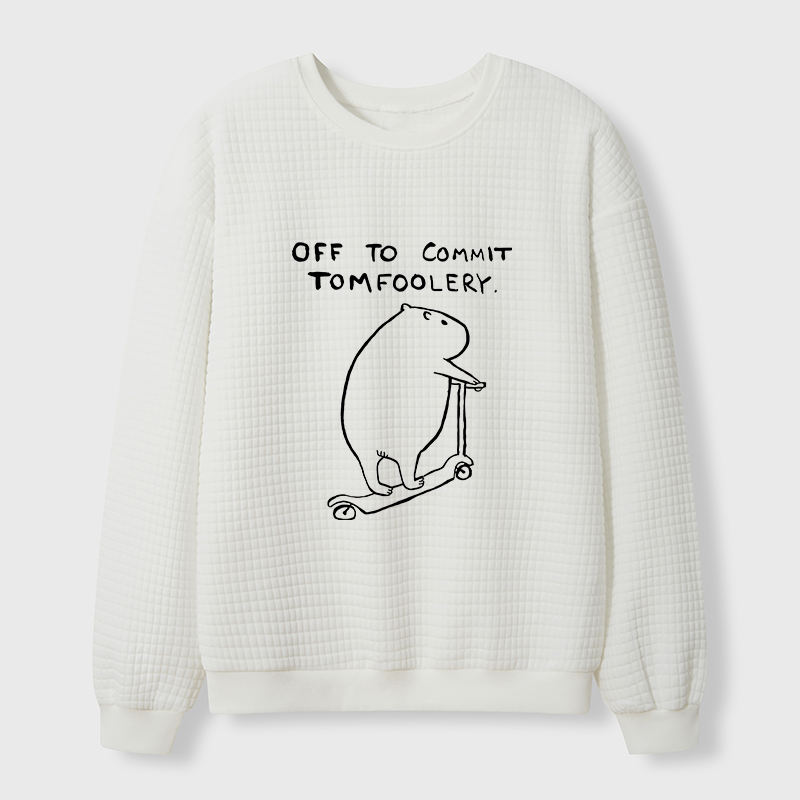 Tokyo-Tiger Capybara Is Ready To Do Something Bad Waffle Sweatshirt