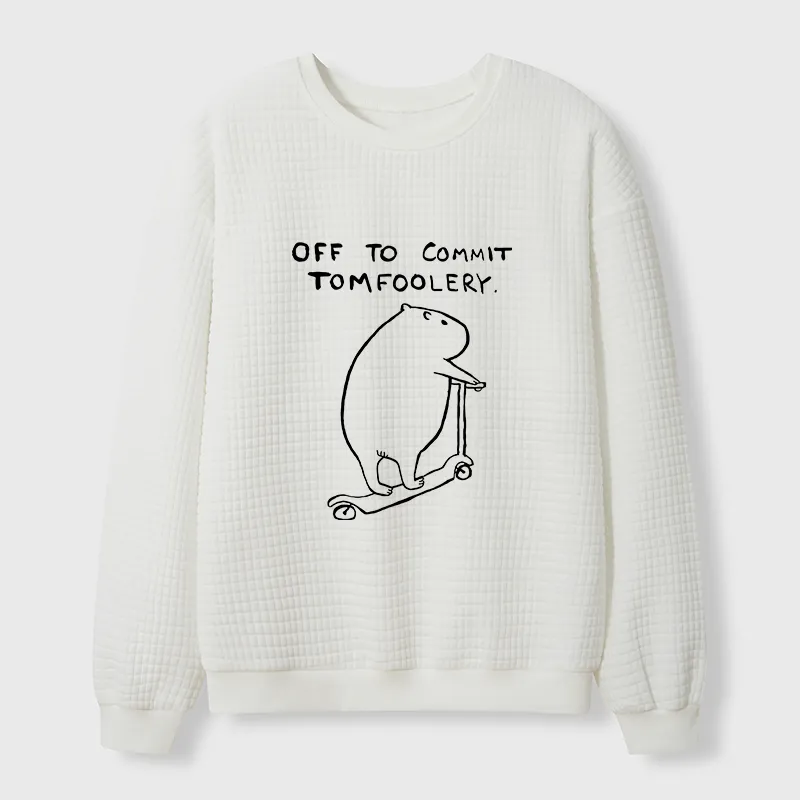 Tokyo-Tiger Capybara Is Ready To Do Something Bad Waffle Sweatshirt