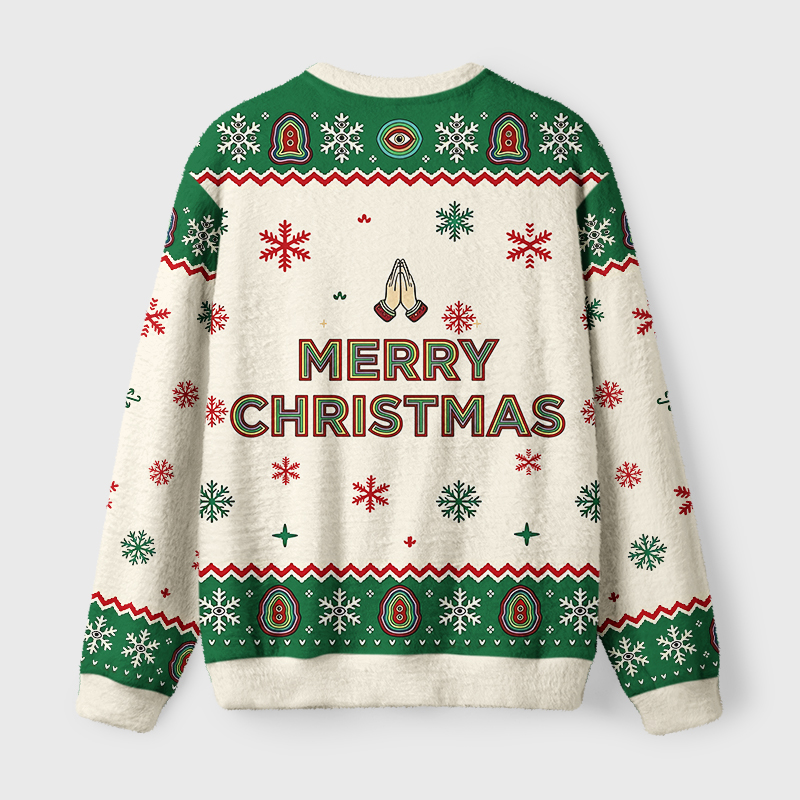 Tokyo-Tiger Colorful Multi Eye Buddha Fuzzy Christmas Ugly Sweatshirt