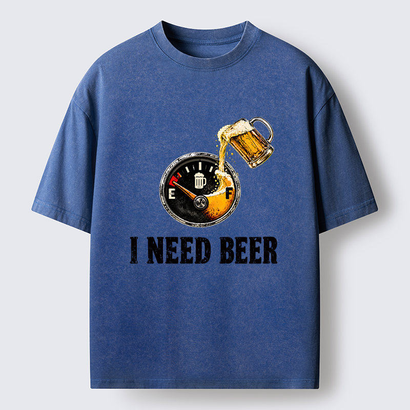 Tokyo-Tiger Low Fuel Beer Lover Meme Washed T-Shirt