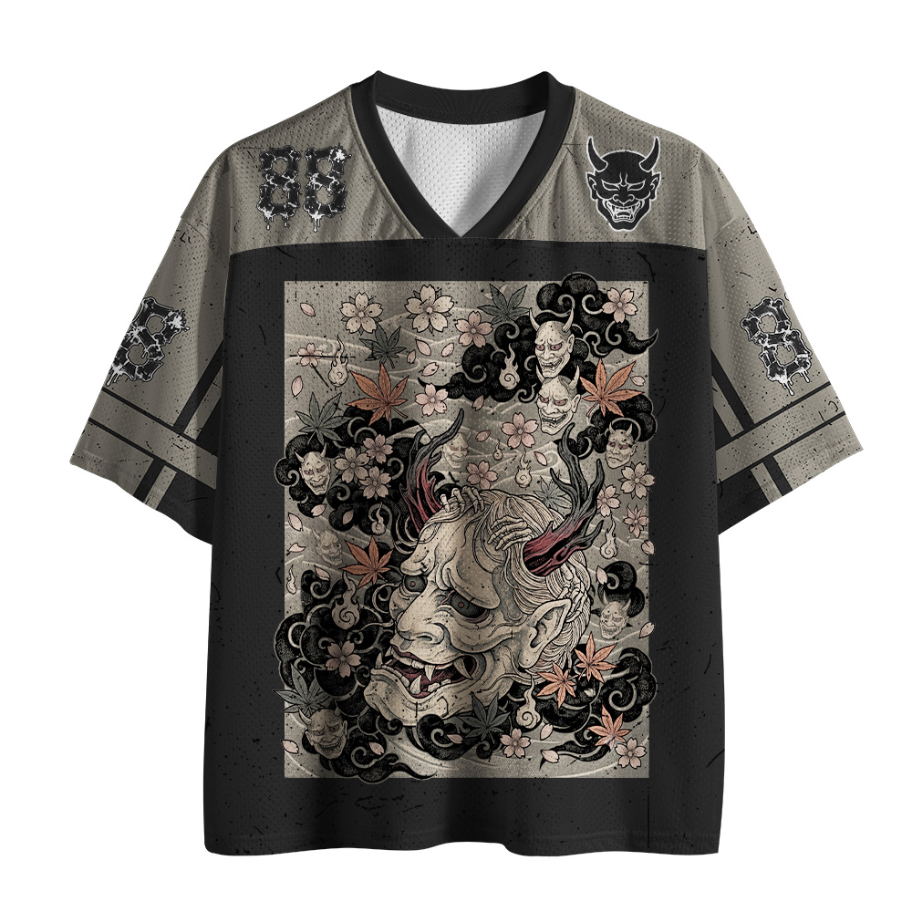 Tokyo-Tiger Oni Cherry Blossom Skull Mesh Jersey