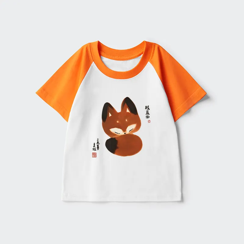 Tokyo-Tiger Cute Fox Kids Raglan T-shirt