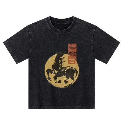 Tokyo-Tiger 2026 Year Of The Horse Japan Kids Washed T-Shirt