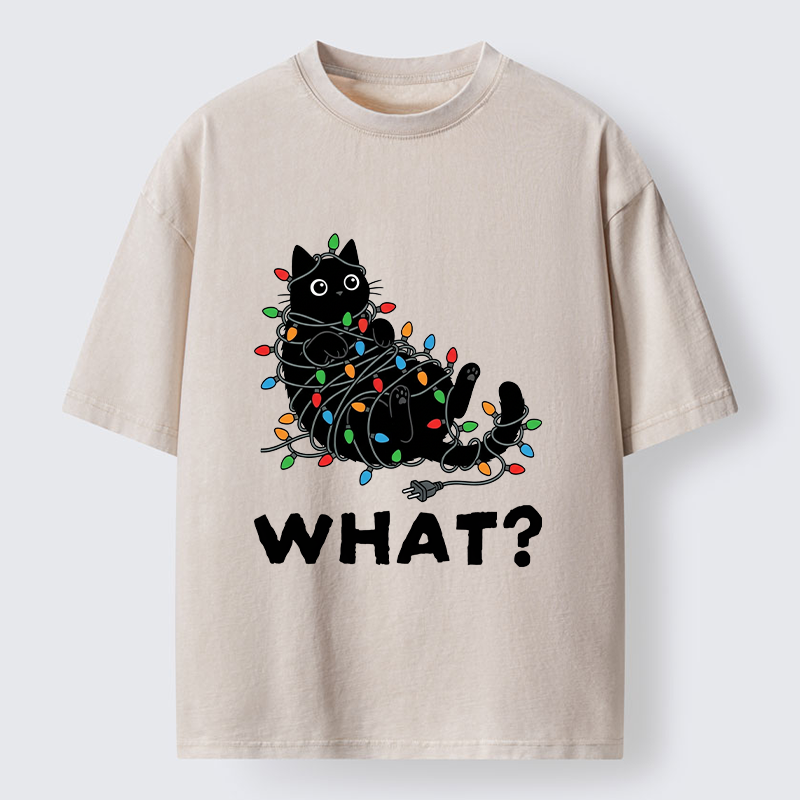 Tokyo-Tiger Cute Christmas Black Cat Meme Washed T-Shirt