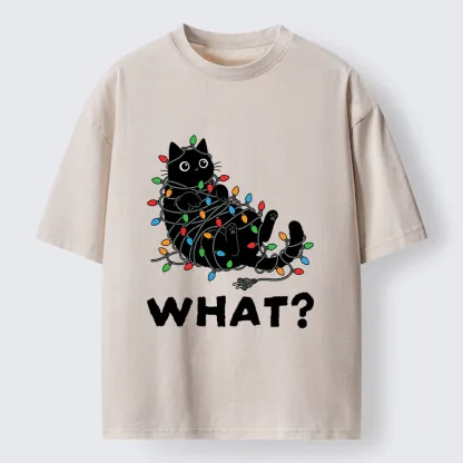 Tokyo-Tiger Cute Christmas Black Cat Meme Washed T-Shirt