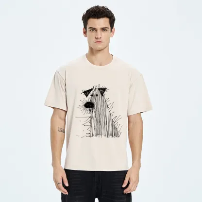 Tokyo-Tiger Wild And Woolly Hand Drawn Dog Washed T-Shirt