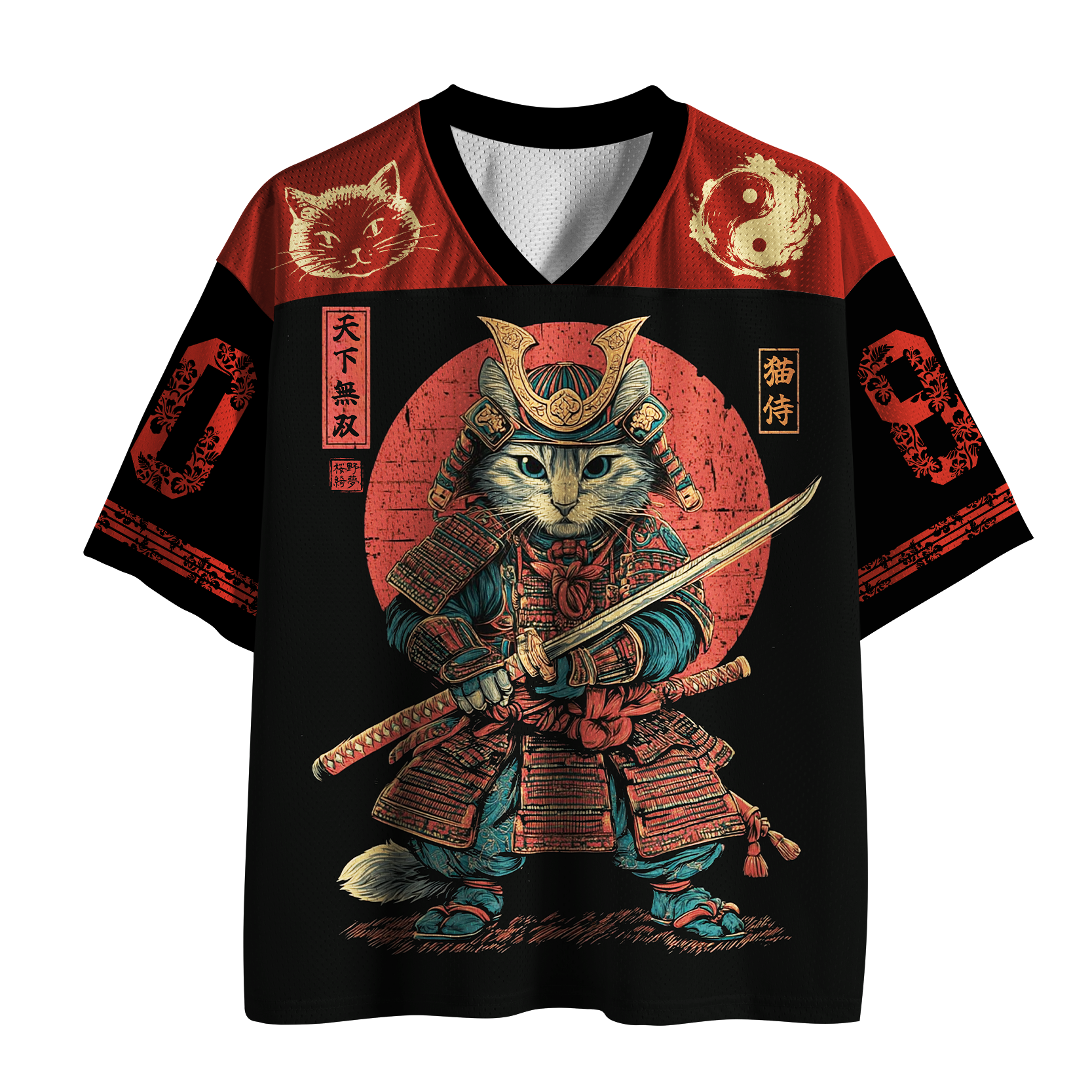 Tokyo-Tiger Samurai Cat Warrior Mesh Jersey