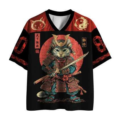 Tokyo-Tiger Samurai Cat Warrior Mesh Jersey