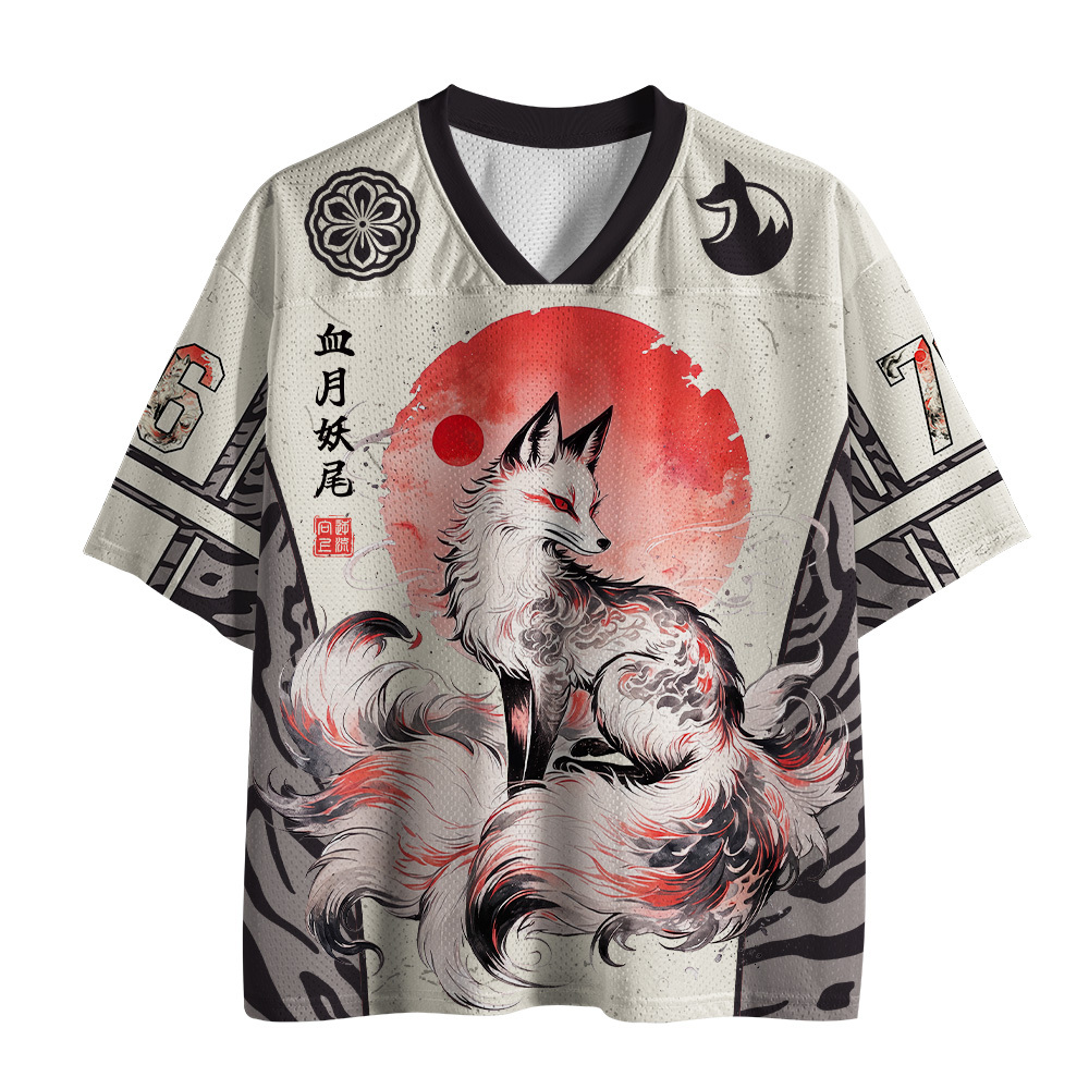 Tokyo-Tiger Red Moon Nine-Tailed Fox Mesh Jersey