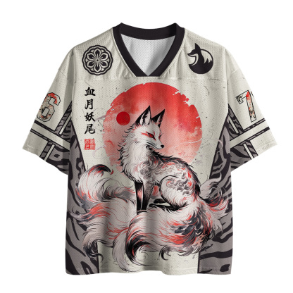 Tokyo-Tiger Red Moon Nine-Tailed Fox Mesh Jersey