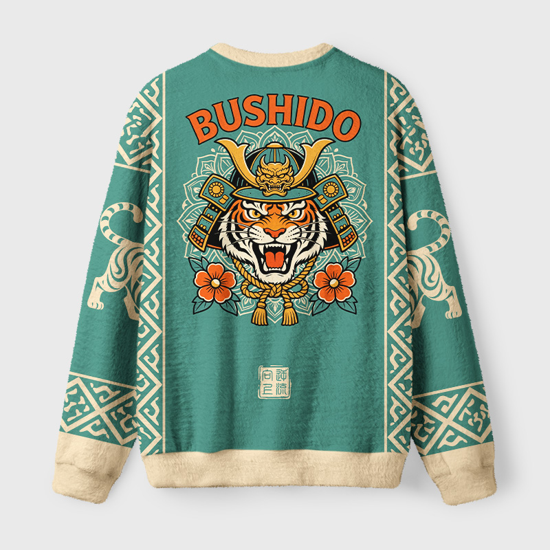 Tokyo-Tiger Bushido Tiger Fuzzy Christmas Ugly Sweatshirt