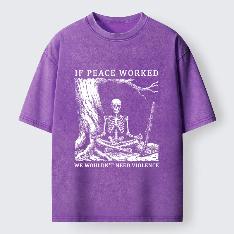 Tokyo-Tiger Calm Skeleton Samurai Meme Washed T-Shirt