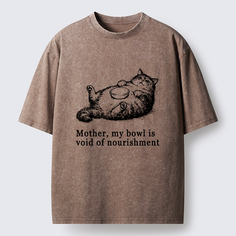Tokyo‑Tiger Hungry Fat Cat Funny Washed T‑Shirt