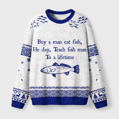 Tokyo-Tiger The "Fish Man" Meme Fuzzy Christmas Ugly Sweatshirt