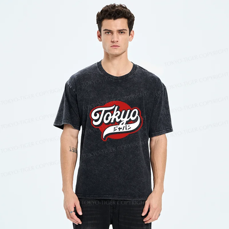 Tokyo-Tiger Tokyo Word Art Washed T-Shirt