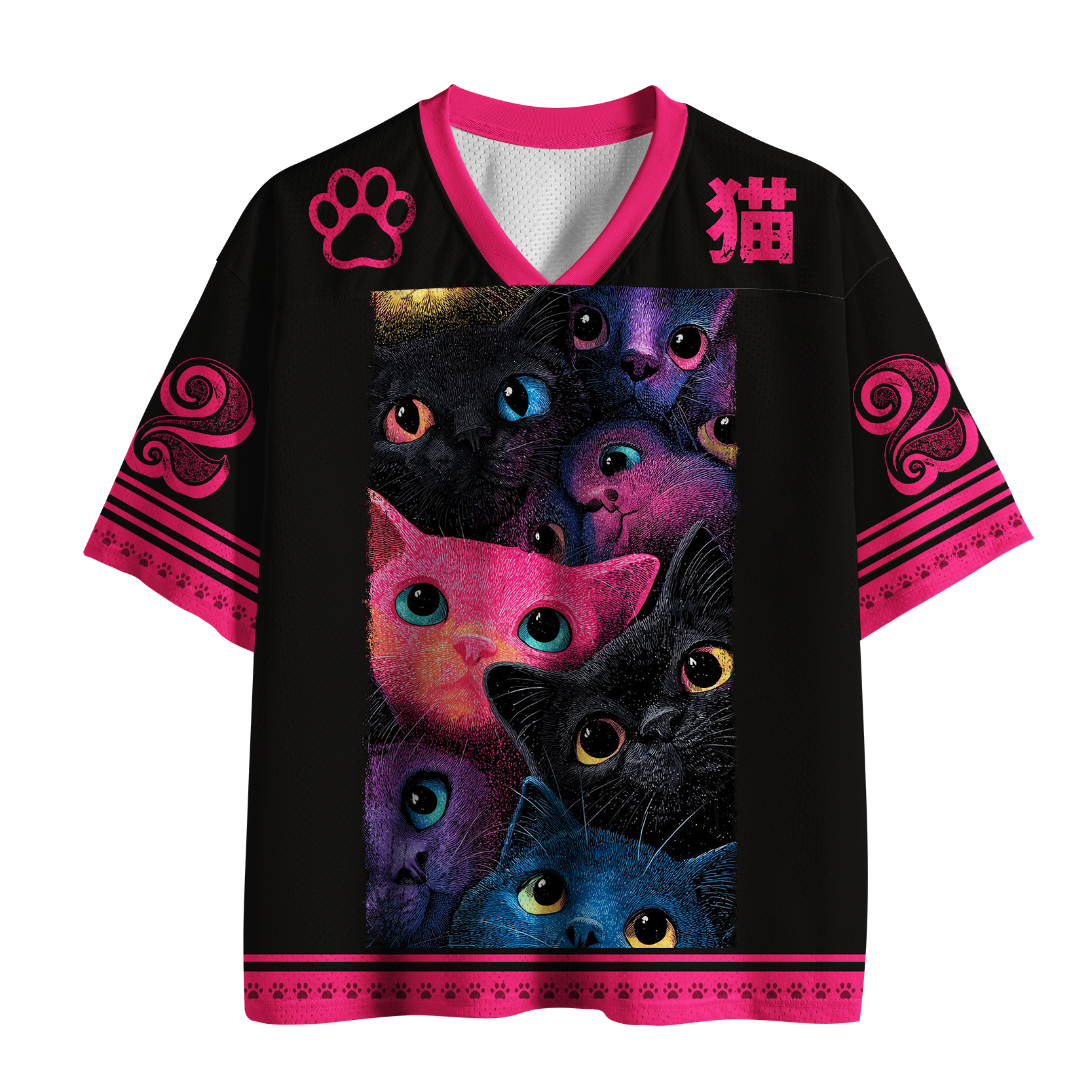 Tokyo-Tiger Curious Rainbow Cats Mesh Jersey