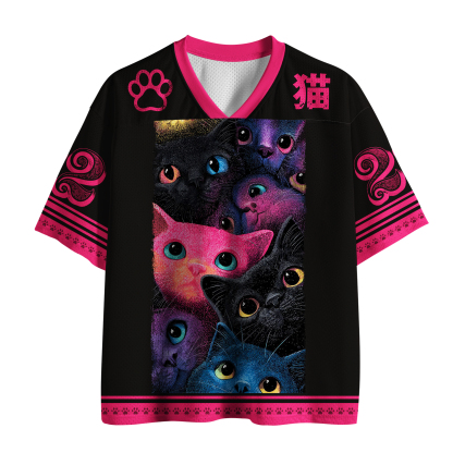 Tokyo-Tiger Curious Rainbow Cats Mesh Jersey