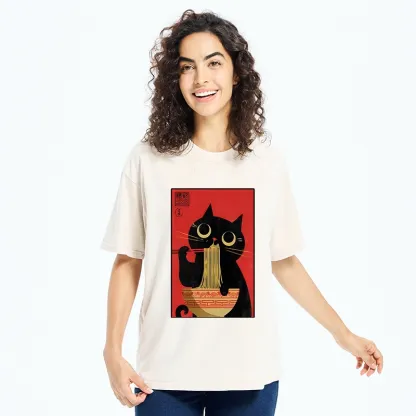 Tokyo-Tiger Cat Eats Ramen Like A Pro Washed T-Shirt