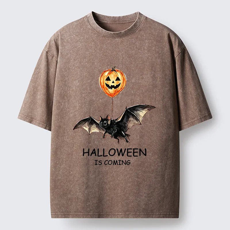 Tokyo‑Tiger Pumpkin Balloon Bat Meme Washed T‑Shirt