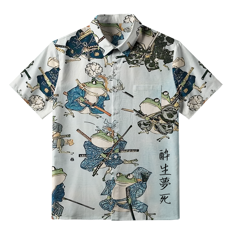 Tokyo-Tiger Frog Samurai Button-up Shirt