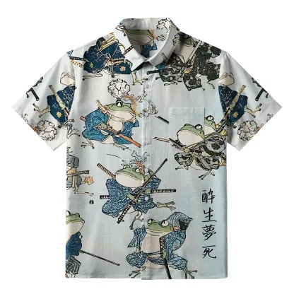 Tokyo-Tiger Frog Samurai Button-up Shirt