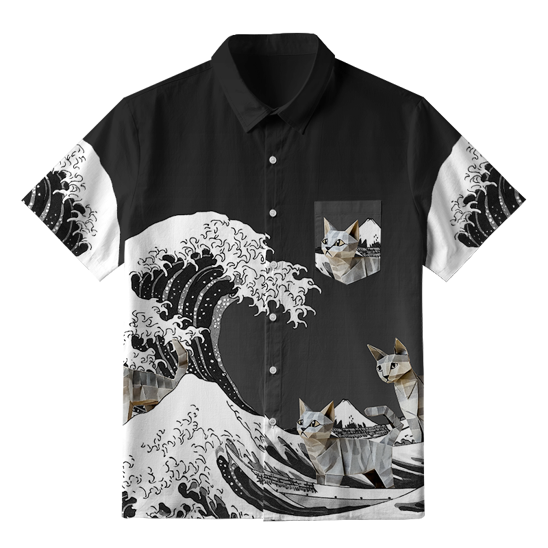 Tokyo-Tiger Origami Cat Button-up Shirt