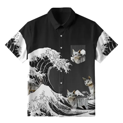 Tokyo-Tiger Origami Cat Button-up Shirt