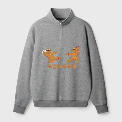 Tokyo-Tiger Gingerbread Ninja Half Zip Fleece Sweatshirt