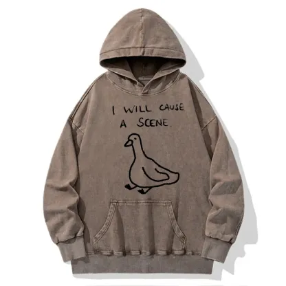 Tokyo-Tiger Stupid Goose Funny Japan Retro Washed Hoodie