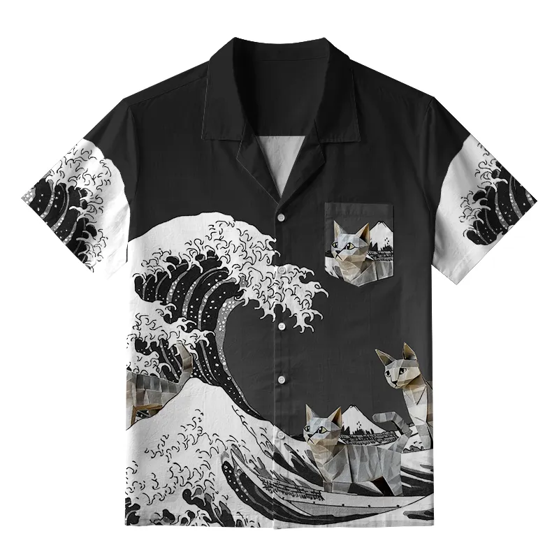 Tokyo-Tiger Origami Cat Aloha Hawaiian Shirt Sale