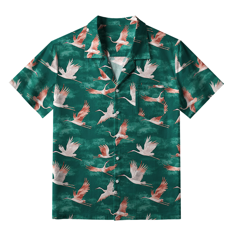 Tokyo-Tiger Cranes In Flight Aloha Hawaiian Shirt