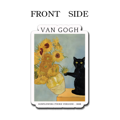 Tokyo-Tiger Black Cat With Sunflowers Fridge Magnet