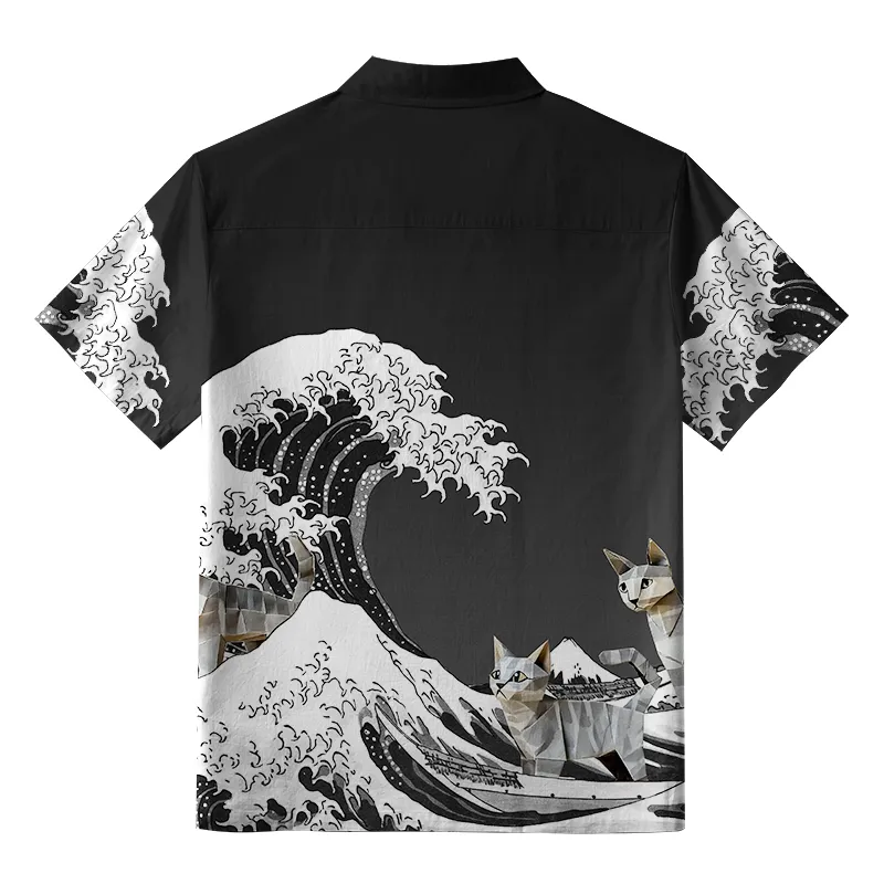 Tokyo-Tiger Origami Cat Button-up Shirt