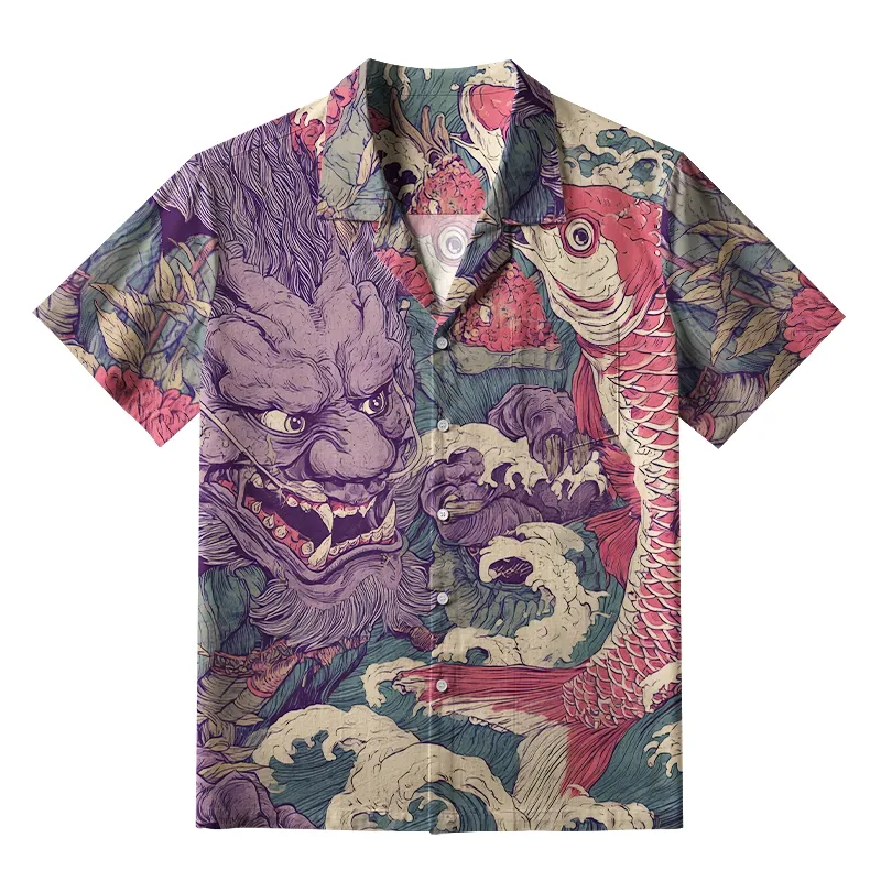 Tokyo-Tiger Dragon And Koi In The Waves Aloha Hawaiian Shirt