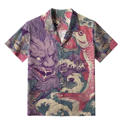 Tokyo-Tiger Dragon And Koi In The Waves Aloha Hawaiian Shirt