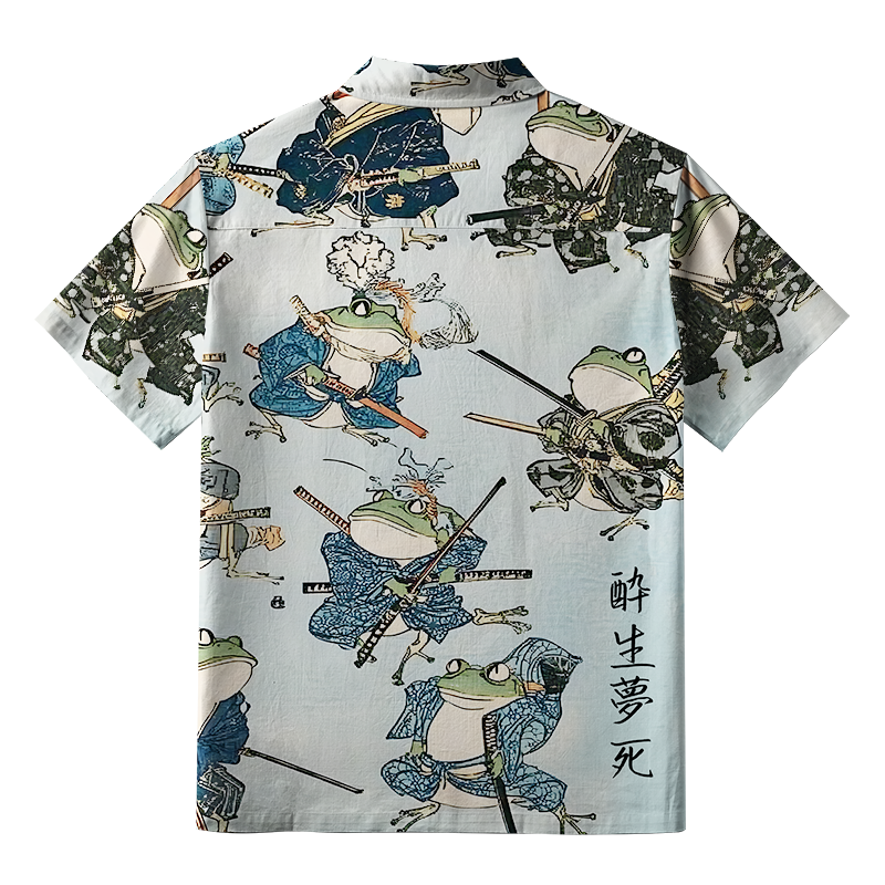Tokyo-Tiger Frog Samurai Button-up Shirt