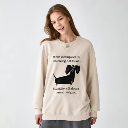 Tokyo-Tiger Dachshund Real Humor Funny Meme Washed Terry Sweatshirt