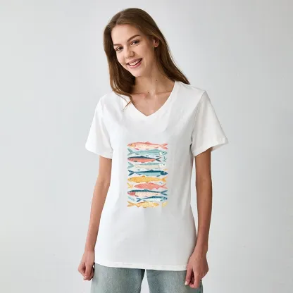 Tokyo-Tiger Beautiful Colorful Fish In The Sea V-Neck Classic T-Shirt