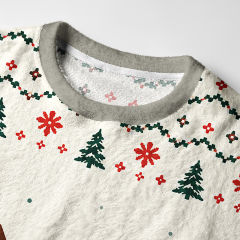 Tokyo-Tiger Winter Owl Carry Holiday Letter Fuzzy Christmas Ugly Sweatshirt