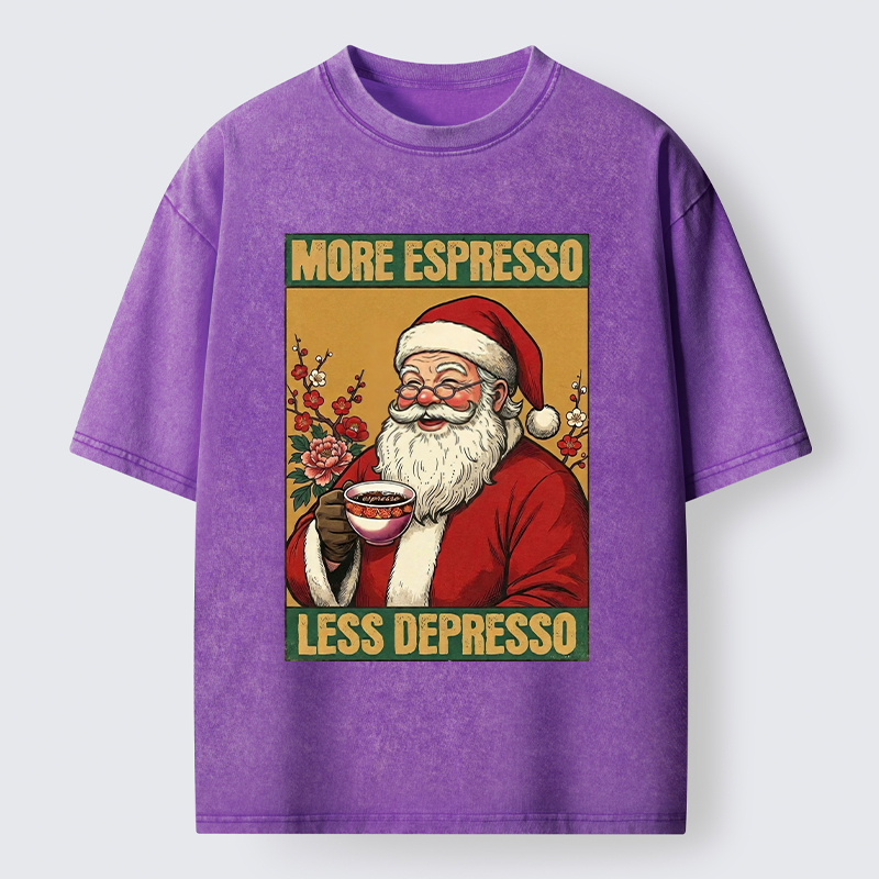 Tokyo-Tiger Funny Santa Coffee Meme Washed T-Shirt