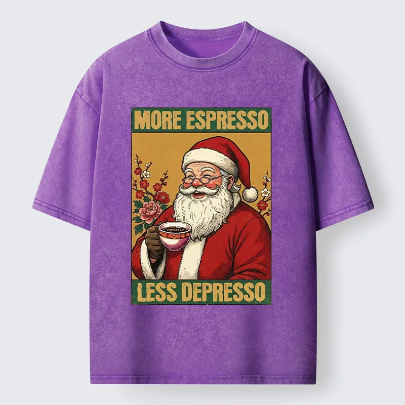 Tokyo-Tiger Funny Santa Coffee Meme Washed T-Shirt