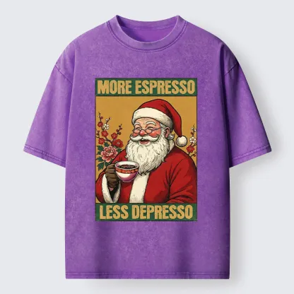 Tokyo-Tiger Funny Santa Coffee Meme Washed T-Shirt