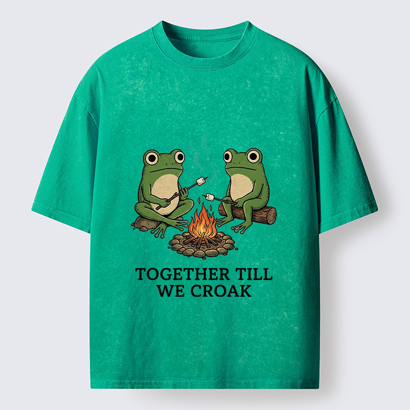 Tokyo-Tiger Camping Frog Friends Funny Meme Washed T-Shirt