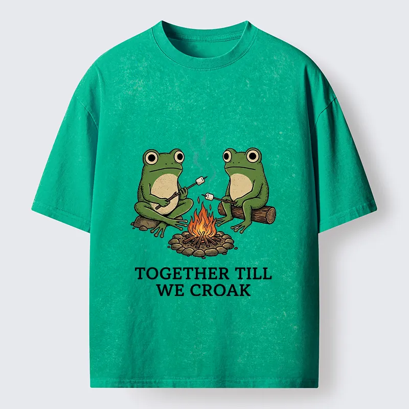 Tokyo-Tiger Camping Frog Friends Funny Meme Washed T-Shirt