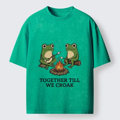 Tokyo-Tiger Camping Frog Friends Funny Meme Washed T-Shirt
