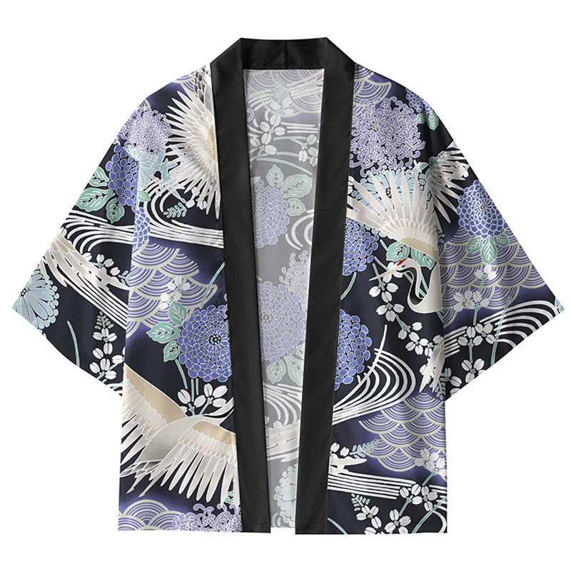 Tokyo-Tiger Crane And Waves Kimono Cardigan
