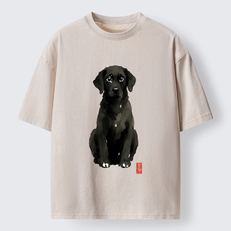 Tokyo‑Tiger Quirky Ink Dog Washed T‑Shirt