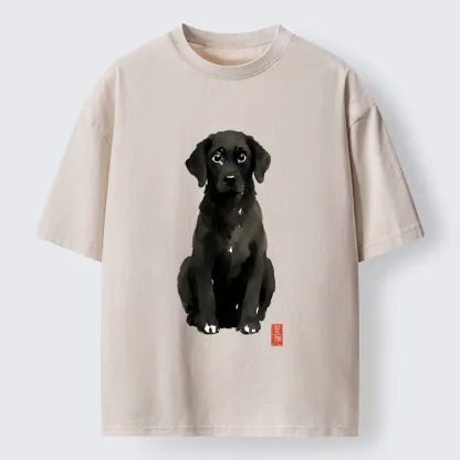 Tokyo‑Tiger Quirky Ink Dog Washed T‑Shirt