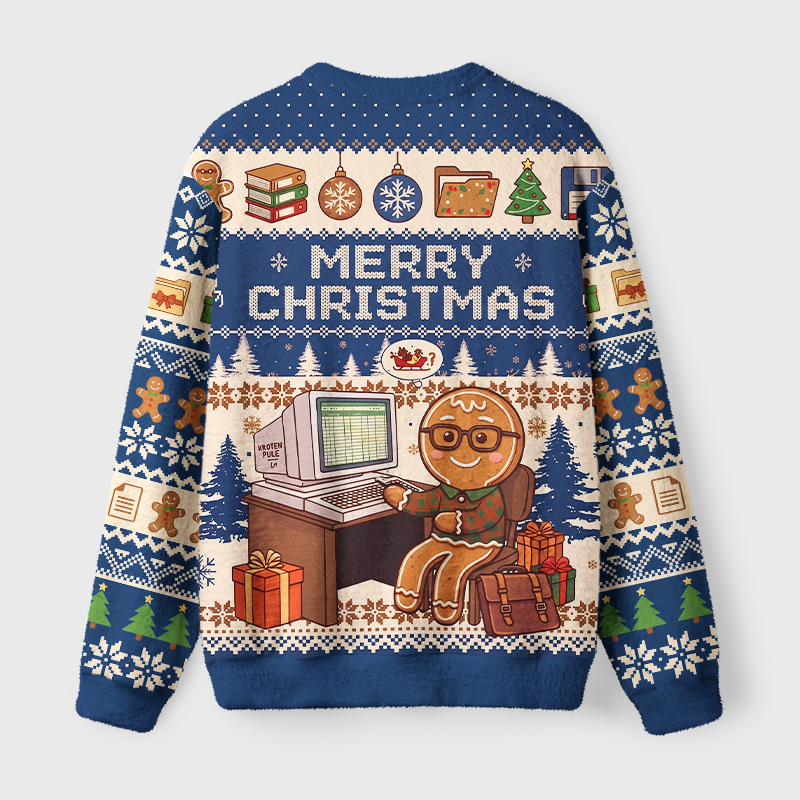Tokyo-Tiger Funny Office Nerd Gingerbread Fuzzy Christmas Ugly Sweatshirt